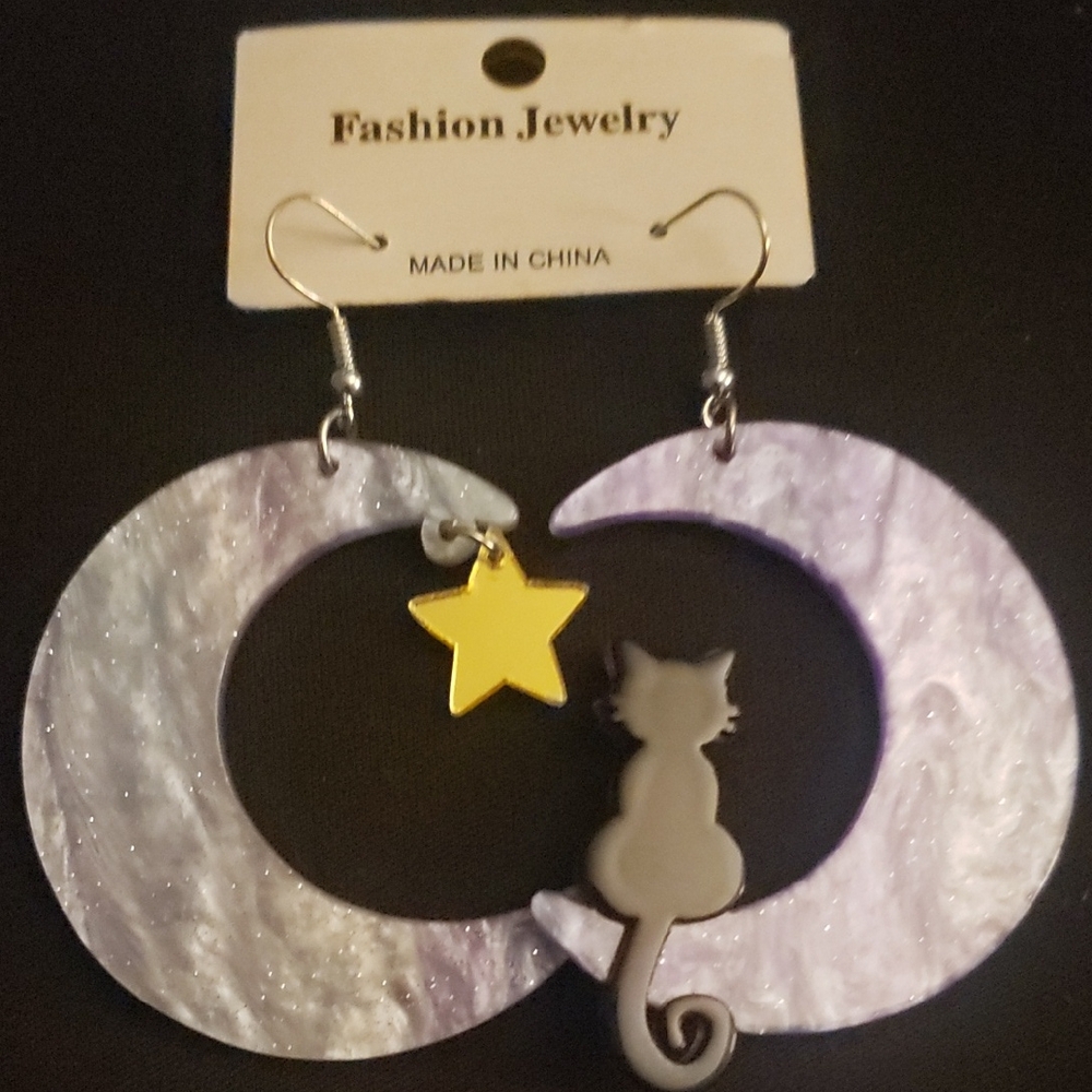 Cat Moon Earrings